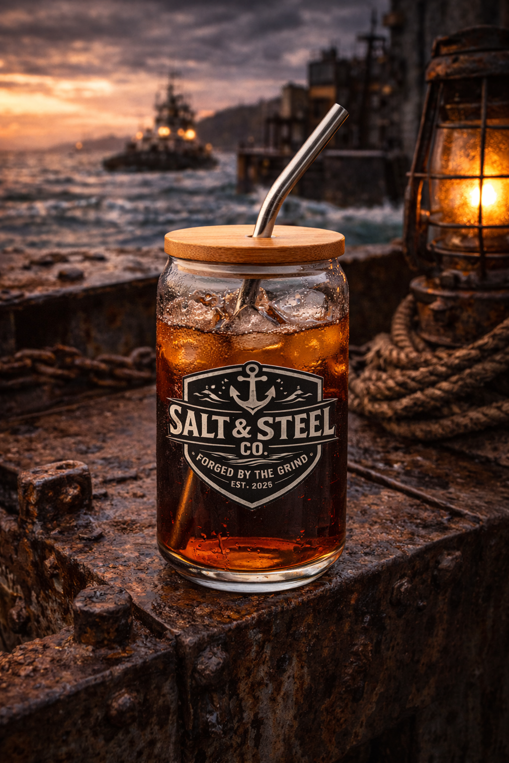 Salt & Steel Can-shaped glass