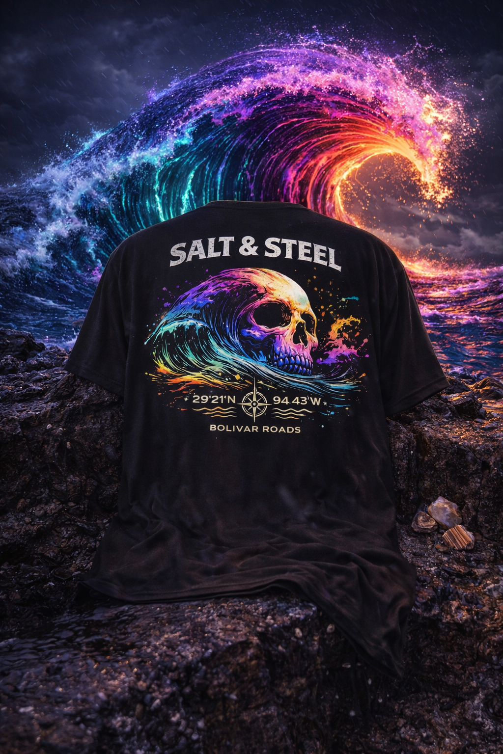 Salt & Steel Wave performance crew neck t-shirt