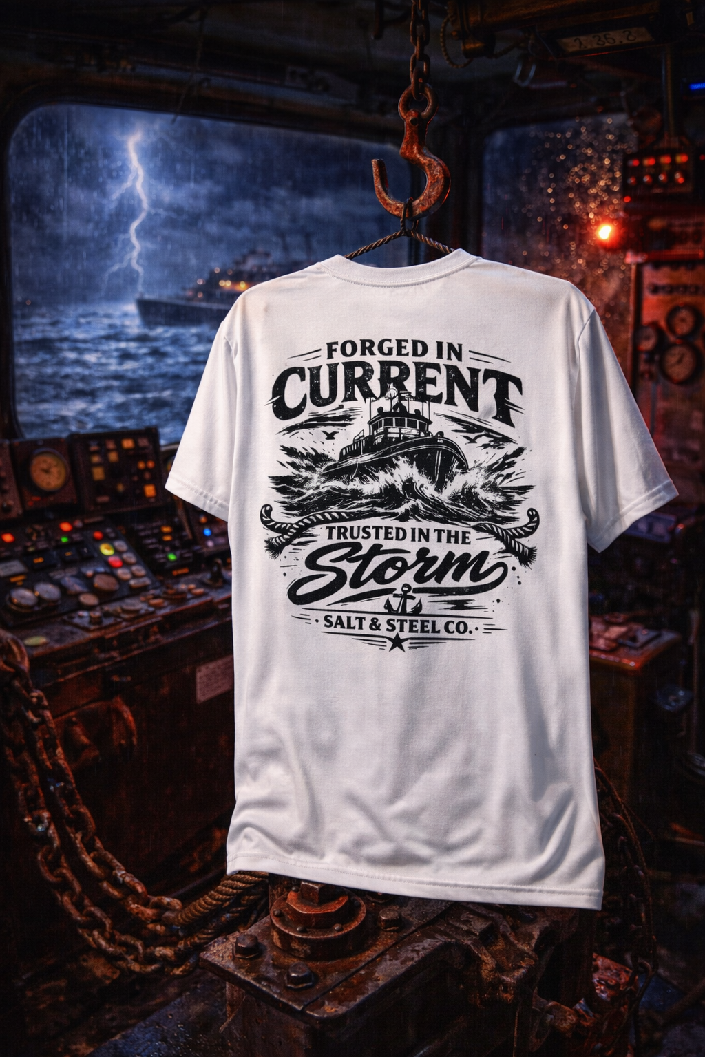 Forged In The Current performance crew neck t-shirt